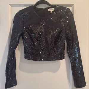 L'AGENCE Black Sequin Blouse